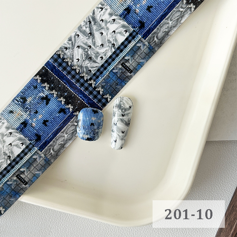 Denim Foil Transfer -1 Roll, 10 Rolls/1 Box Jeans Vintage Chic Nail Art Decals for DIY Decorations Supplies Design