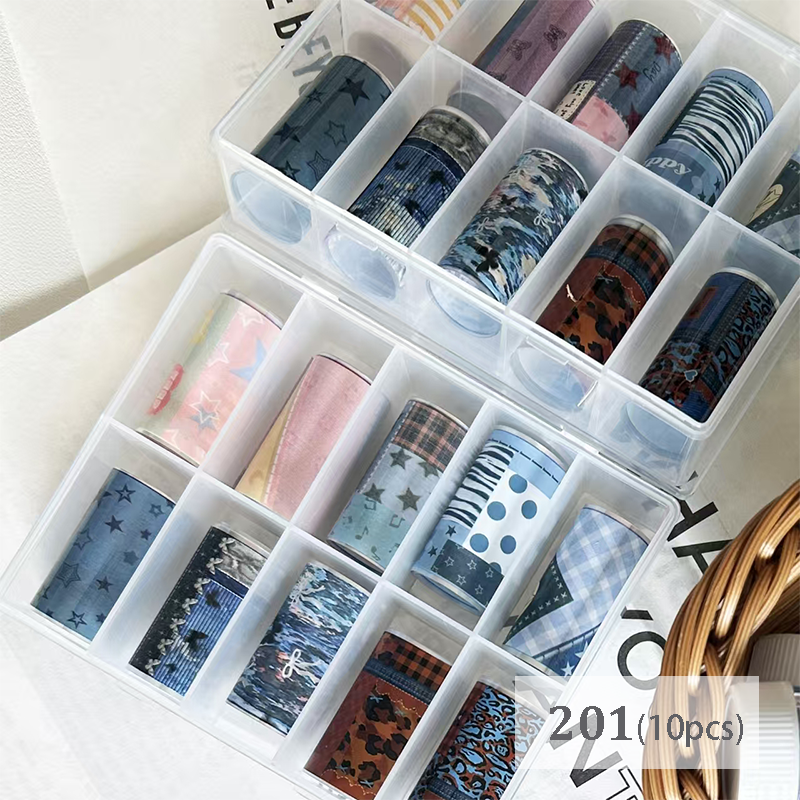 Denim Foil Transfer -1 Roll, 10 Rolls/1 Box Jeans Vintage Chic Nail Art Decals for DIY Decorations Supplies Design