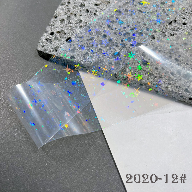 Transparent Iridescent  Foil Transfer -10 Rolls/1 Box Laser Starry Sky Star Holographic Nail Art Decals for DIY Decorations Supplies Design