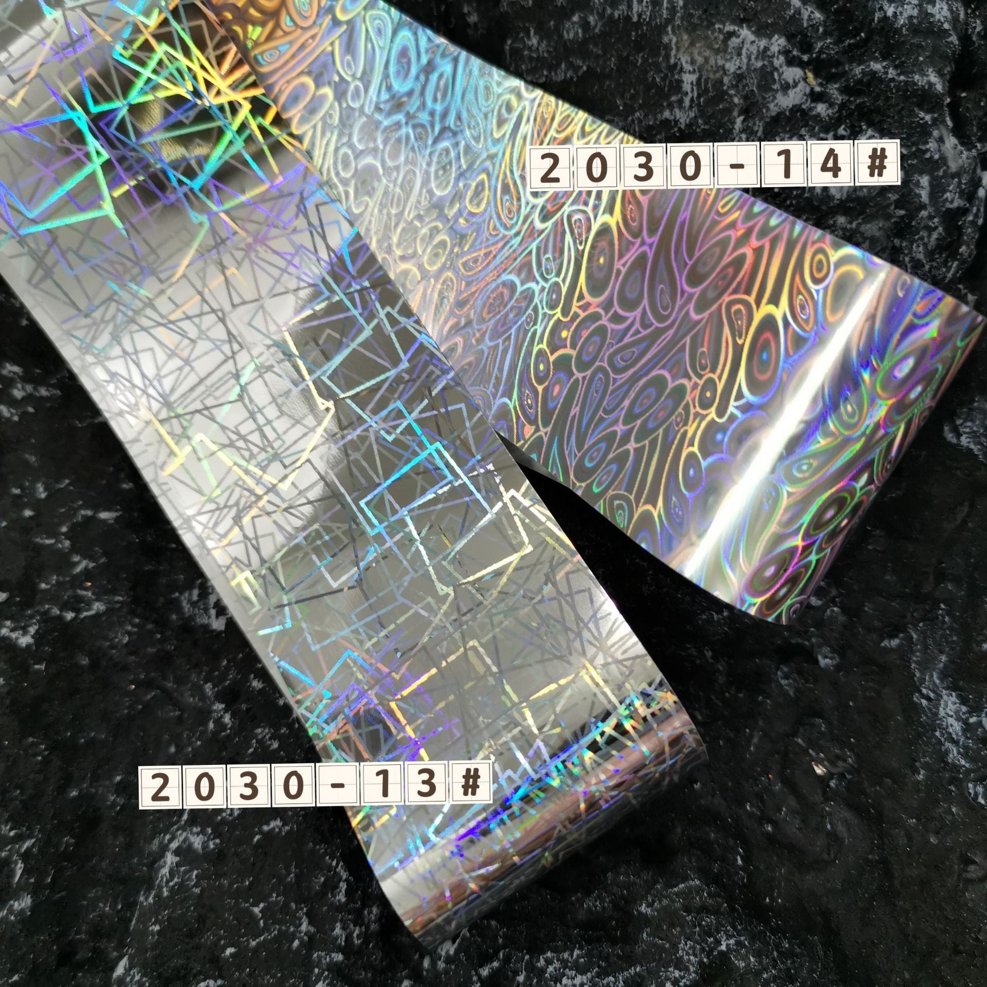 Holographic Foil Transfer -10 Rolls/1 Box Laser Starry Sky Iridescent Star Line Square Dot Nail Art Decals for DIY Decorations Supplies Design