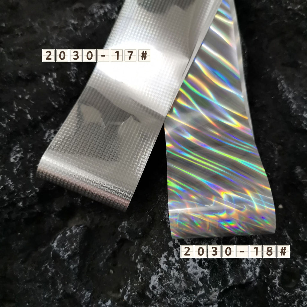 Holographic Foil Transfer -10 Rolls/1 Box Laser Starry Sky Iridescent Star Line Square Dot Nail Art Decals for DIY Decorations Supplies Design