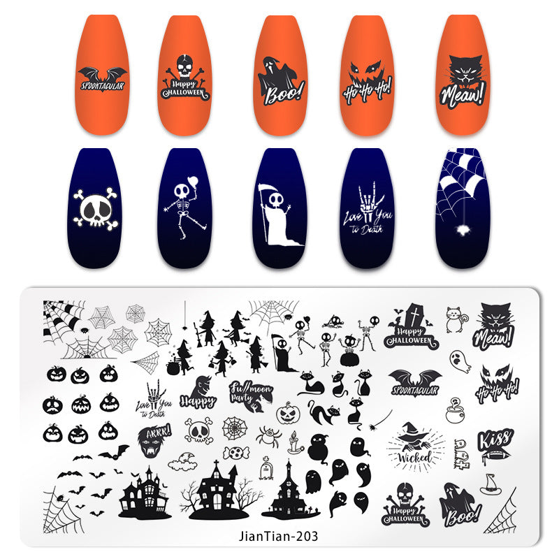 6Pcs Halloween Nail Stamping Plates with Storage Bag or with All-in-one Tool