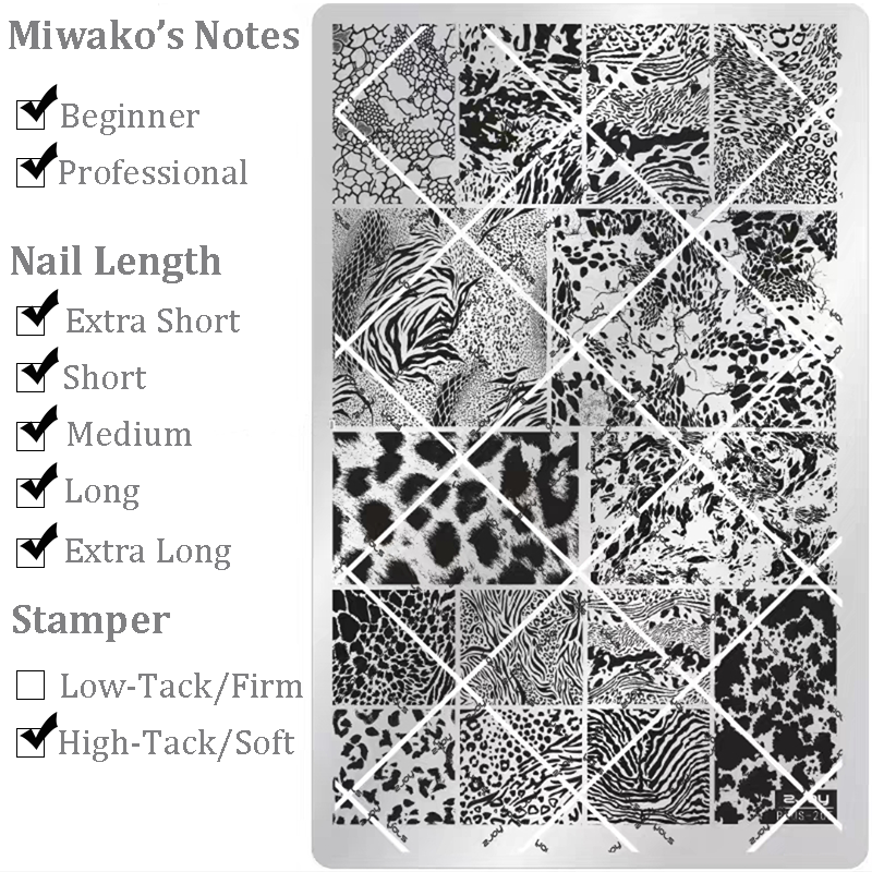 Animal Prints Stamping Plate - Leopard Zebra Cow  Nail Art for DIY Manicure Salon Design Supplies Tools