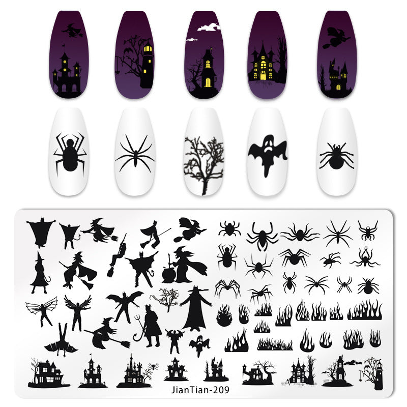 6Pcs Halloween Nail Stamping Plates with Storage Bag or with All-in-one Tool