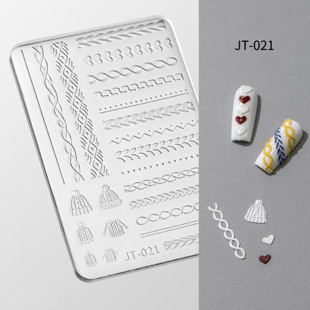 Lace Silicone Mold -Shallow Groove for 3D Effect Embossed Stickers, Nail Art Decoration Carving Templates for DIY Precise Pattern