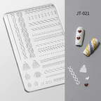 Sweater 3D Shallow Embossed Mold - Lines Hearts Hat 3D Nail Art Sticker Effect Silicone Groove Carving Templates for DIY Precise Pattern