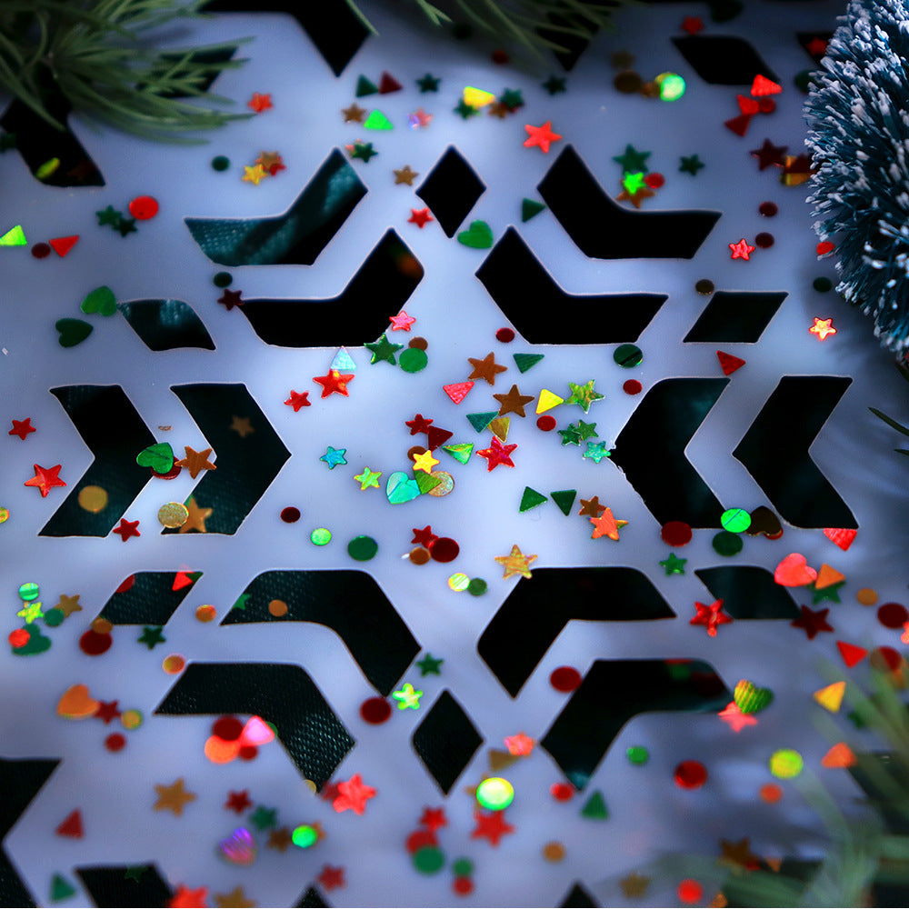 Christmas Sequins - Thin 3 Colors Pentagram Heart Triangle Round 3D Holographic Colorful Nail Art Glitter Supplies for Nails DIY Decorations