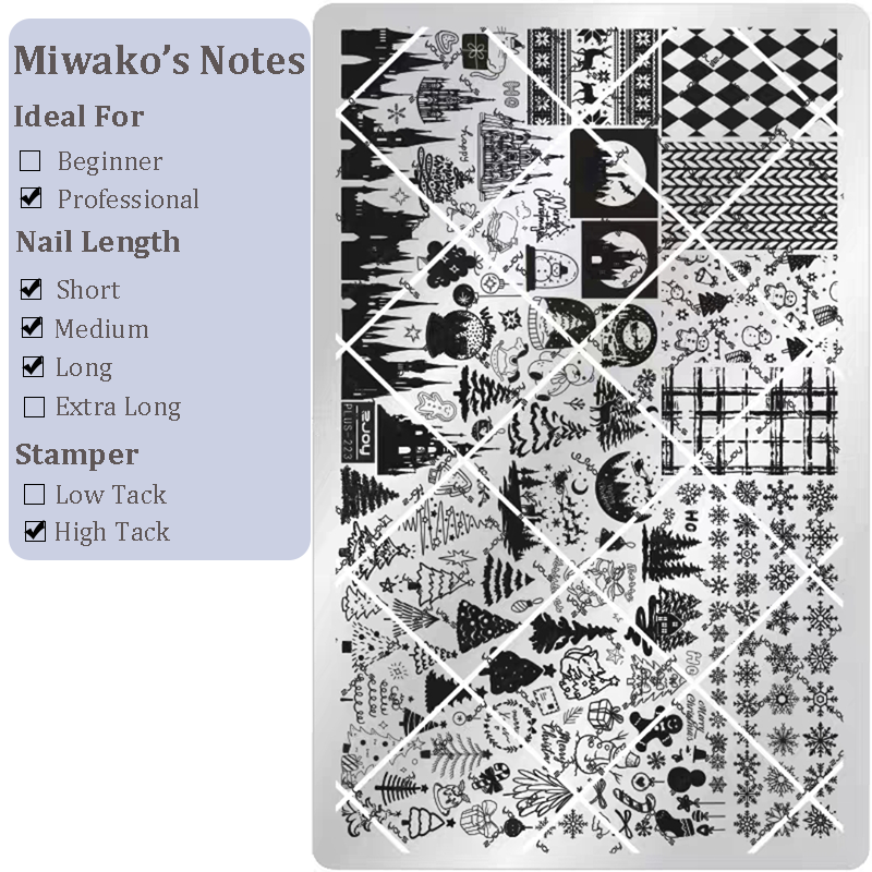 Christmas Stamping Plate - Snowflake Bell Reindeer Tree Nail Art for DIY Manicure Salon Design Supplies Tools