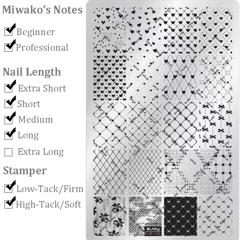 Heart Bow Stamping Plate - Collage Cute Style Nail Art for DIY Manicure Salon Design Supplies Tools