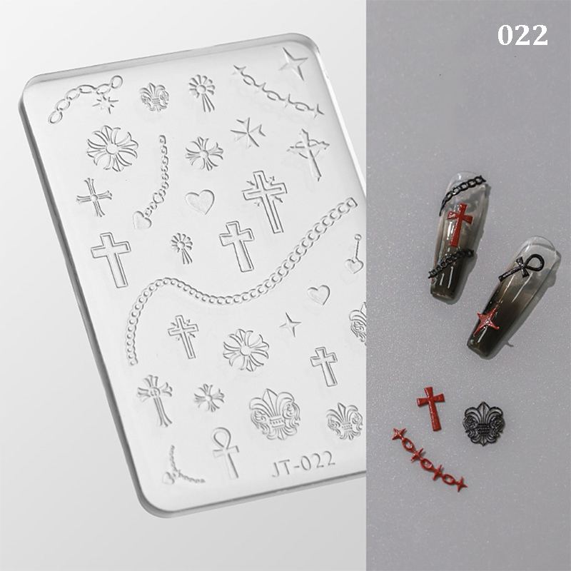 Halloween Silicone Mold - Shallow Groove for 3D Effect Embossed Stickers, Nail Art Decoration Carving Templates for DIY Precise Pattern