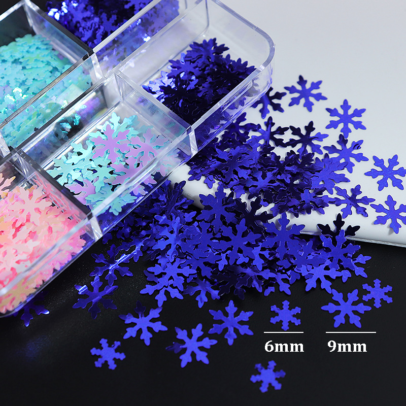 Snowflake Sequins - Thin Two Styles of Snowflakes 3 Metallic Gloss Colors 3D Holographic Colorful Nail Art Glitter Supplies for Nails DIY Decorations