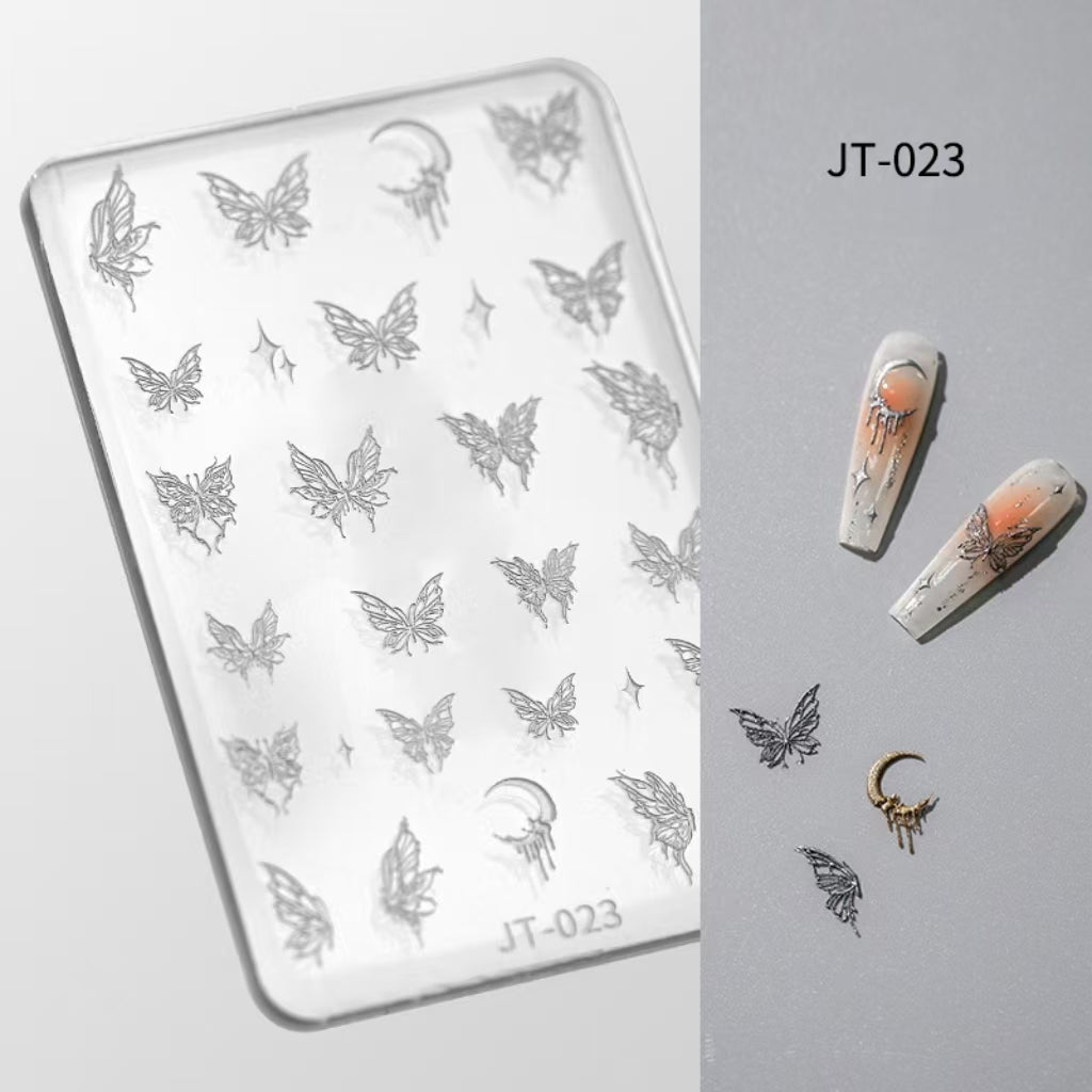 Butterfly Silicone Mold -Shallow Groove for 3D Effect Embossed Stickers, Nail Art Decoration Carving Templates for DIY Precise Pattern