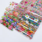 Floral Foil Transfer - 10 Rolls/1 Box Nail Art Decals for DIY Decorations Supplies Design