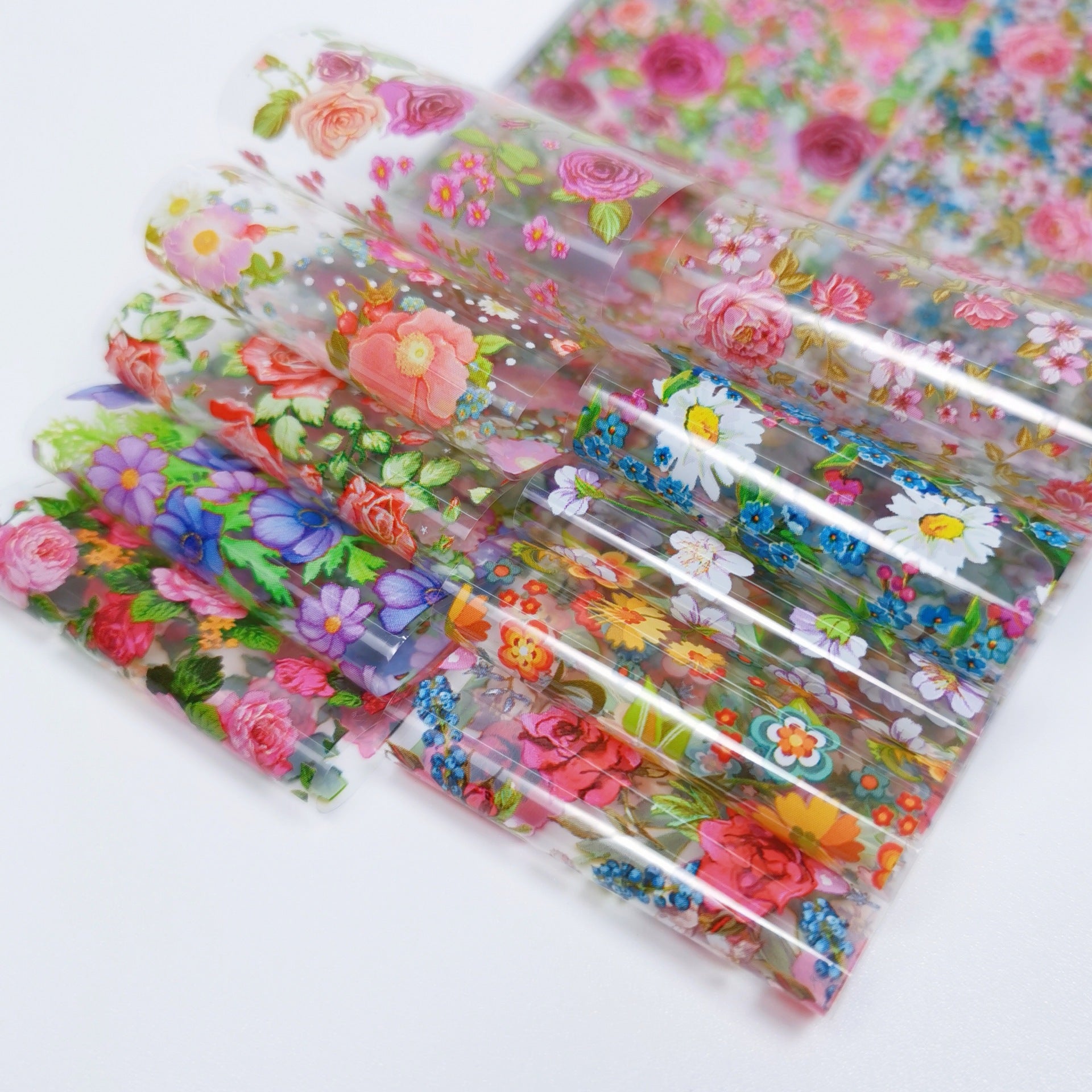 Floral Foil Transfer - 10 Rolls/1 Box Nail Art Decals for DIY Decorations Supplies Design