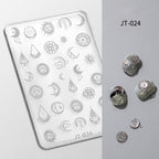 Star Moon Silicone Mold - Shallow Groove for 3D Effect Embossed Stickers, Nail Art Decoration Carving Templates for DIY Precise Pattern