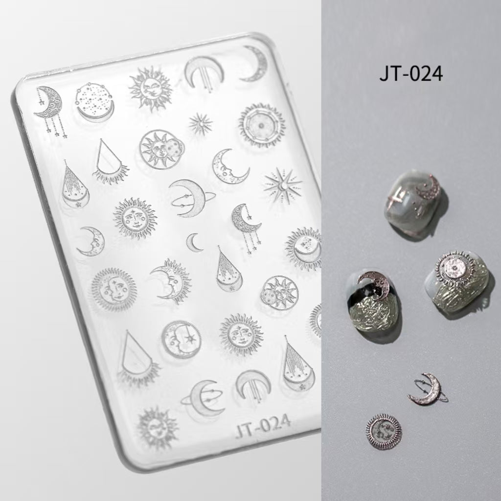 Star Moon Silicone Mold - Shallow Groove for 3D Effect Embossed Stickers, Nail Art Decoration Carving Templates for DIY Precise Pattern