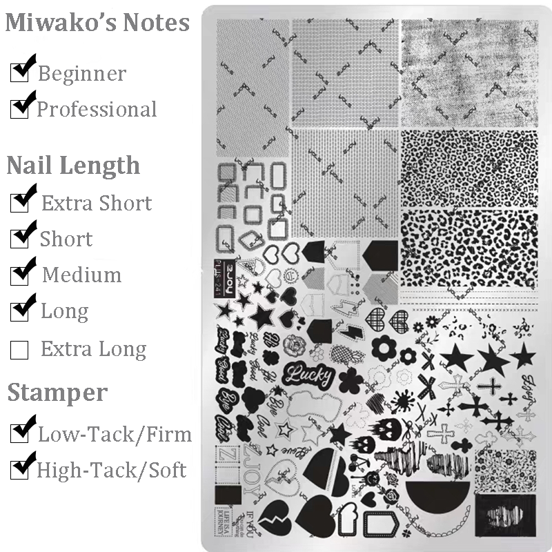 Cross Stamping Plate -Gothic Denim Nail Art for DIY Manicure Salon Design Supplies Tools