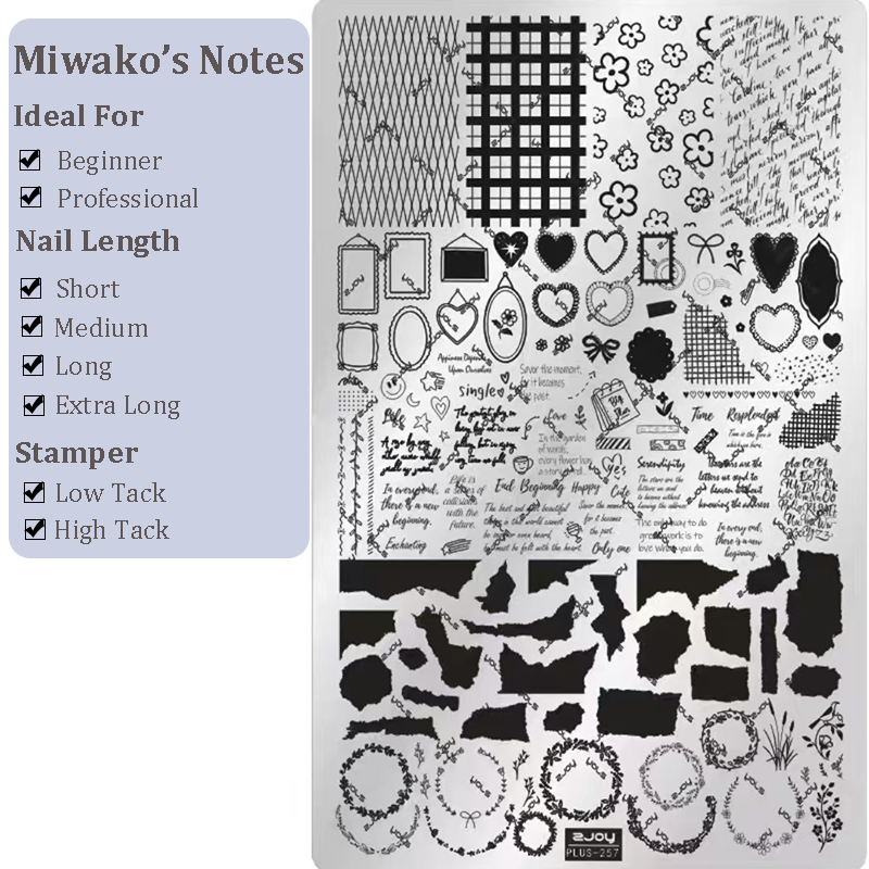 Cute Collage Stamping Plate - Korean style Nail Art for DIY Manicure Salon Design Supplies Tools