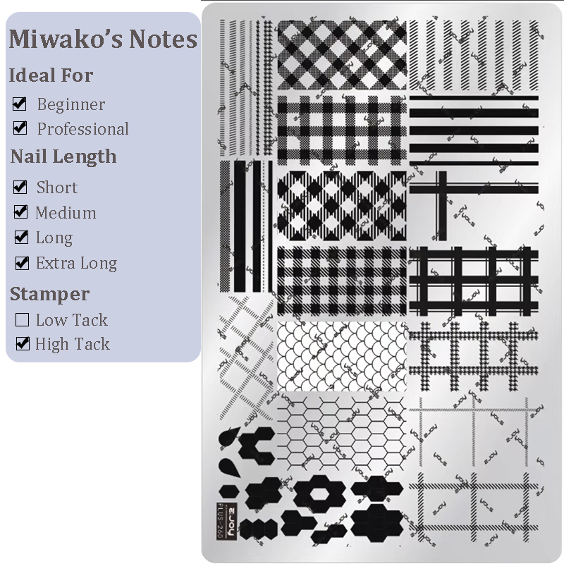 Plaid Stamping Plate - Argyle Houndstooth Nail Art for DIY Manicure Salon Design Supplies Tools
