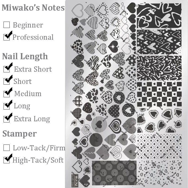 Heart Bow Stamping Plate - Collage Cute Style Nail Art for DIY Manicure Salon Design Supplies Tools