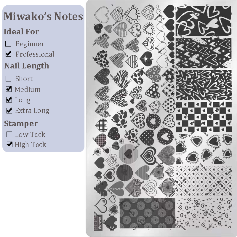 Heart Stamping Plate - Collage Cute Style Nail Art for DIY Manicure Salon Design Supplies Tools