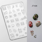 Christmas 3D Shallow Embossed Mold - Snowman Santa Reindeer 3D Nail Art Sticker Effect Silicone Groove Carving Templates for DIY Precise Pattern