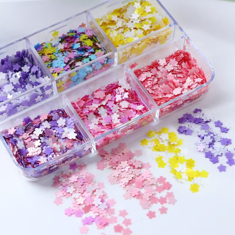 Flower Sequins SFF04 - Thin 6 Colors 3D Holographic Colorful Nail Art Glitter Supplies for Nails DIY Decorations