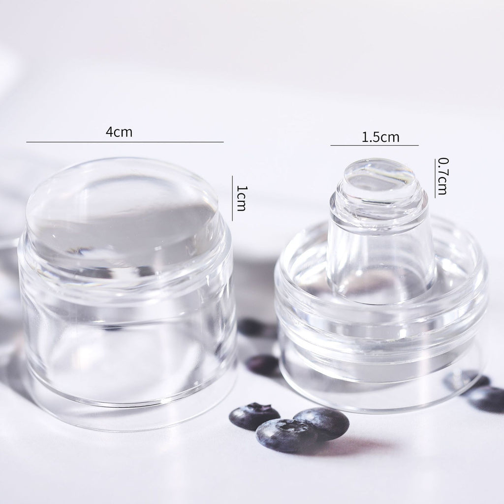 Stamper for Beginner - Low Tack Low Elastic 3-in-1 40mm and 15mm Wider Lager Silicone with Cap, Transparent Visible Body, No Misplacement for Stamping DIY, French Tip