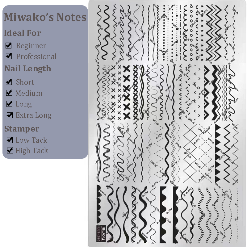 Lines Stamping Plate -Curves Water Ripples Cute-style Nail Art for DIY Manicure Salon Design Supplies Tools