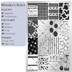 Cute Style Plaid Stamping Plate - Star Heart Bow Apple Flower Collage Nail Art for DIY Manicure Salon Design Supplies Tools