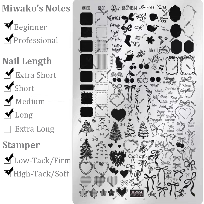 Bow Stamping Plate - Collage Cute Style Nail Art for DIY Manicure Salon Design Supplies Tools