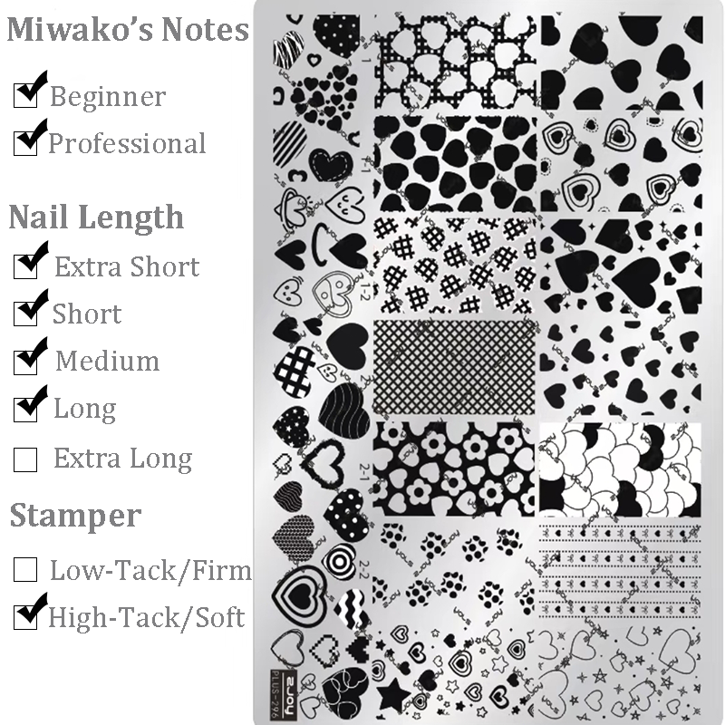 Heart Bow Stamping Plate - Collage Cute Style Nail Art for DIY Manicure Salon Design Supplies Tools