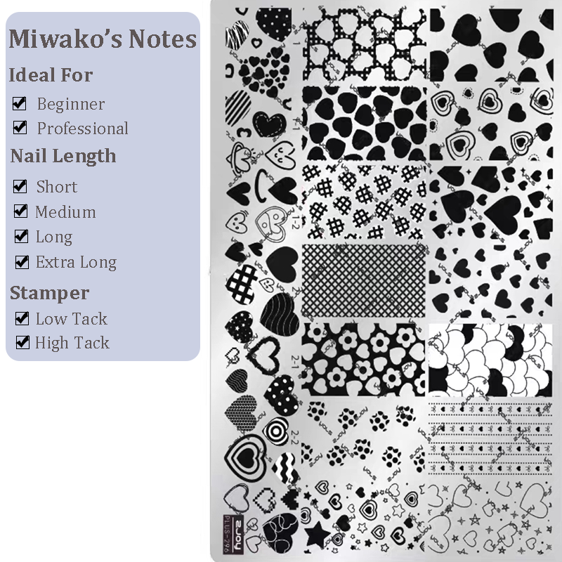 Heart Stamping Plate - Collage Cute Style Nail Art for DIY Manicure Salon Design Supplies Tools