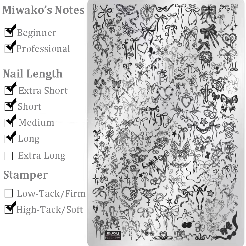 Bow Stamping Plate - Collage Cute Style Nail Art for DIY Manicure Salon Design Supplies Tools