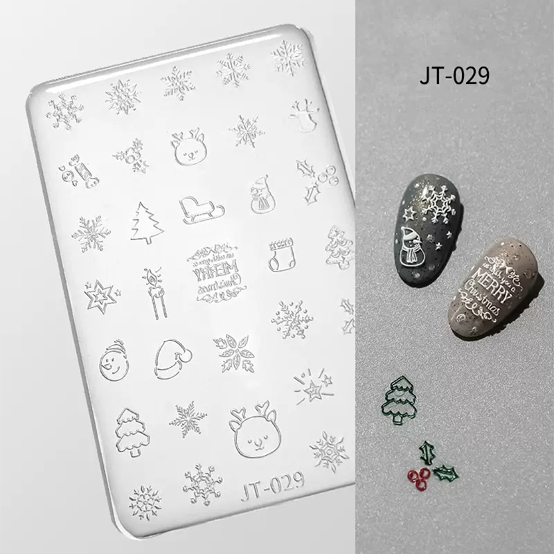Christmas 3D Shallow Embossed Mold - Snowman Santa Reindeer 3D Nail Art Sticker Effect Silicone Groove Carving Templates for DIY Precise Pattern