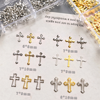 Cross Charm - 6-Grid Metallic Alloy Nail Accessories Easy-to-Apply for Creative Eye-Catching Manicures