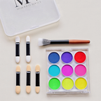 Nail Pigment Powder 9 Colors Palette Gradient Ombre Set for Nails- Includes 5 Sponge Sticks 1 Brush - for Beginners