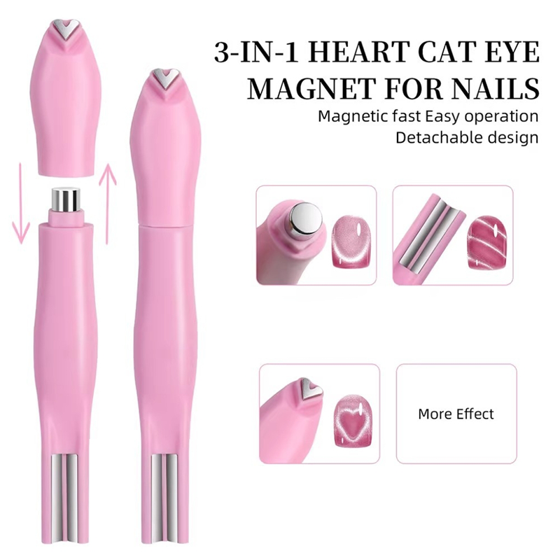 Nail Magnet for Beginner Professional - 3 in 1 Heart Multifunctional Cat Eye Magnet Tool for Nail Art