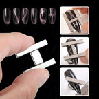 4Pcs Mini Nail Magnet Rectangle for Beginner Professional - Circles Lines Plaid Pattern Designs Cat Eye Magnet Tool for Nail Art