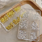 Starburst Charm - 6-Grid Metallic Alloy Star Nail 3D Art Accessories Easy-to-Apply for Beginner Professional Creative Eye-Catching Manicures