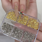 Pentagram Charm - 6-Grid Metallic Alloy Star Nail 3D Art Accessories Easy-to-Apply for Beginner Professional Creative Eye-Catching Manicures