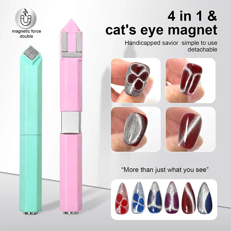 Nail Magnet for Beginner Professional - 4 in 1 Multifunctional Cat Eye Magnet Tool for Nail Art