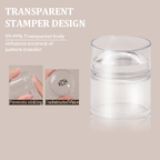 Stamper for Beginner - Low Tack Low Elastic 40mm Wider Lager Silicone with Cap, Transparent Visible Body, No Misplacement for Stamping DIY, French Tip