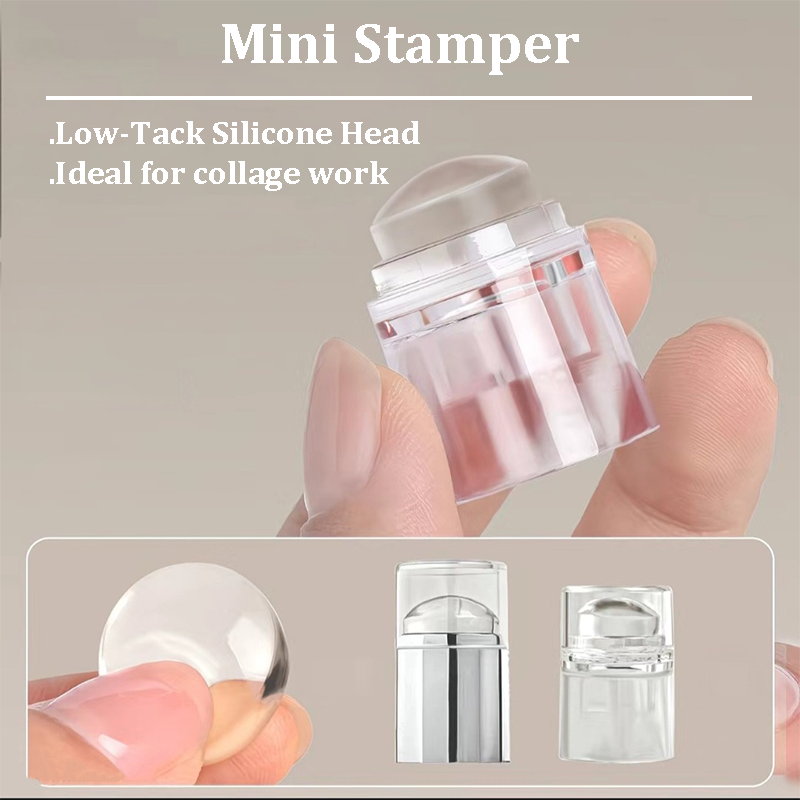 Mini Stamper for Beginner Professional - Low Tack Low Elastic Silicone Head with Cap, No Misplacement for Stamping DIY