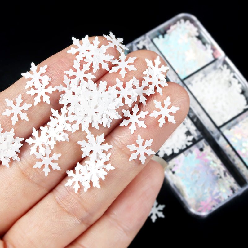Snowflake Sequins - Thin Two Styles of Snowflakes 3 Metallic Gloss Colors 3D Holographic Colorful Nail Art Glitter Supplies for Nails DIY Decorations