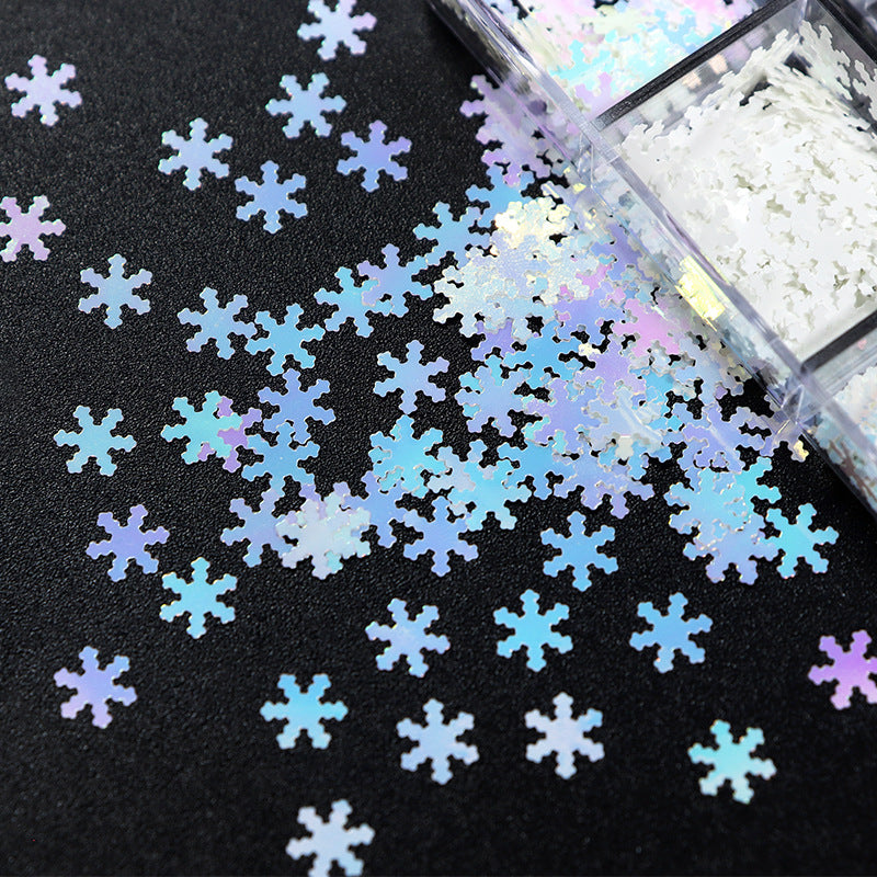 Snowflake Sequins - Thin Two Styles of Snowflakes 3 Metallic Gloss Colors 3D Holographic Colorful Nail Art Glitter Supplies for Nails DIY Decorations