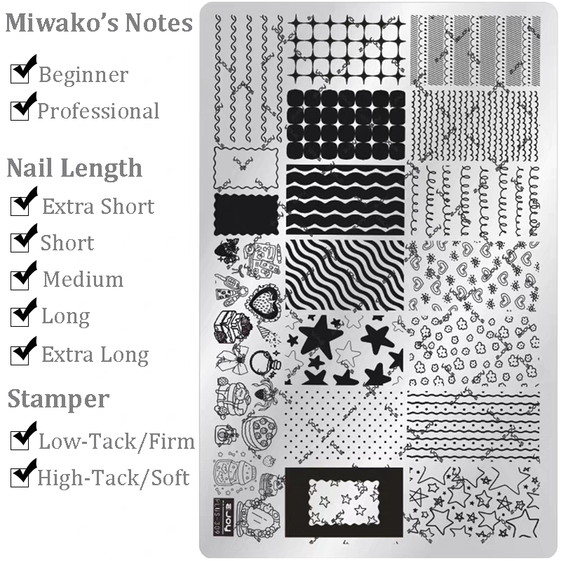 Cute Style Plaid Stamping Plate- Star Heart Bow Apple Flower Collage Nail Art for DIY Manicure Salon Design Supplies Tools