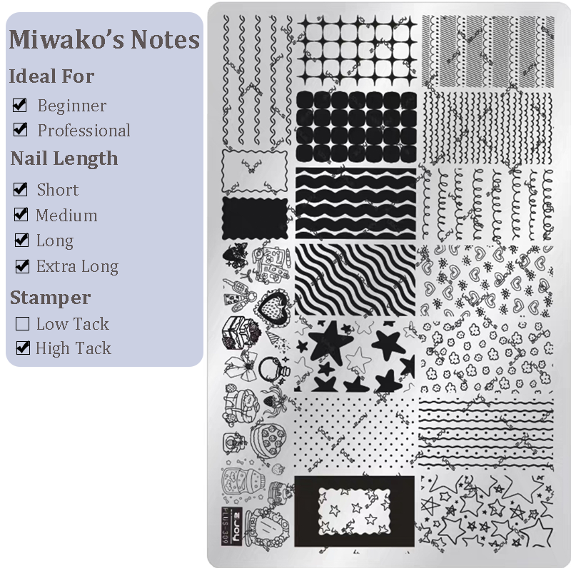 Cute Style Plaid Stamping Plate - Star Heart Bow Apple Flower Collage Nail Art for DIY Manicure Salon Design Supplies Tools