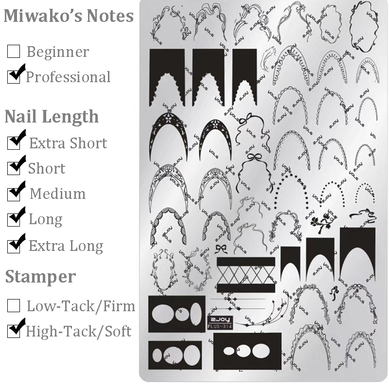 French Tip Stamping Plate - Deep Round Almond Nail Art for DIY Manicure Salon Design Supplies Tools