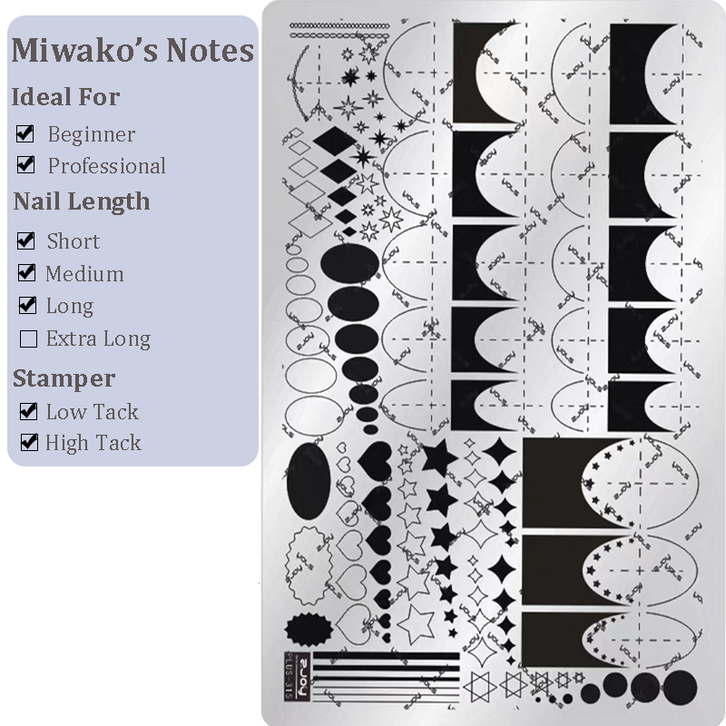 French Tip Stamping Plate - Deep Round Almond Nail Art for DIY Manicure Salon Design Supplies Tools